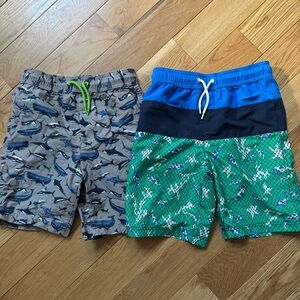 Lands' End Kids Shark Print Swim Trunks - Set of 2